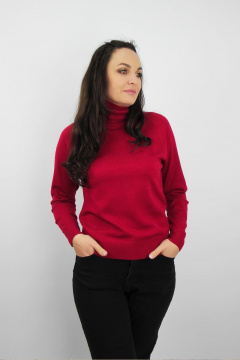 Демисезонный вязаный свитер с высоким воротником и рукавом реглан Полесье С3433-17 7С1582-Д43 158,164 вишневый - фото 4