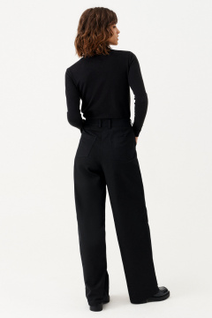 Черные демисезонные брюки из хлопка и текстиля Панда 151263w черный - фото 3