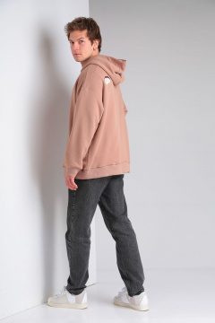 Бежевый oversize худи с принтом и капюшоном HIT 0216/1 бежевый - фото 4