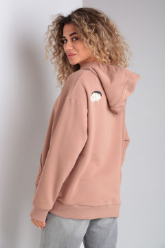 Бежевый oversize худи с принтом из трикотажа HIT 0216 бежевый - фото 5