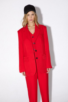 Деловой костюм-двойка из текстиля с резинкой по поясу PiRS 4800 красный - фото 5