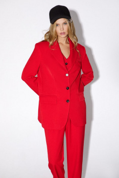 Демисезонный костюм-тройка с жилетом и укороченными брюками PiRS 4801 красный - фото 5