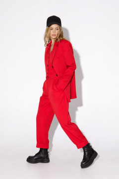 Демисезонный костюм-тройка с жилетом и укороченными брюками PiRS 4801 красный - фото 2