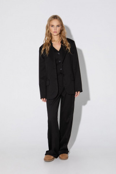 Оверсайз костюм из вискозы и текстиля с палаццо PiRS 4805 черный - фото 1