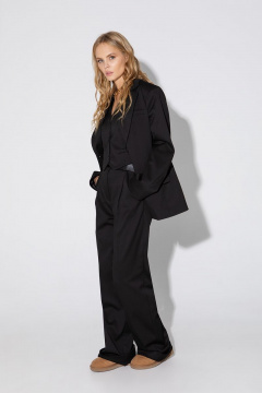 Оверсайз костюм из вискозы и текстиля с палаццо PiRS 4805 черный - фото 5