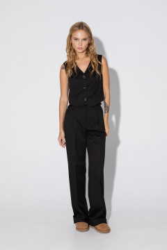 Комплект из оверсайз жакета, жилета и палаццо из трикотажа PiRS 4806 черный - фото 4