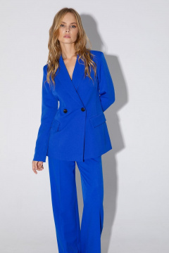 Костюм тройка из жакета, майки и брюк в деловом стиле PiRS 4818 ярко-синий - фото 5