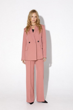 Деловой трикотажный комплект из жакета, майки и брюк PiRS 4818 розовый - фото 5