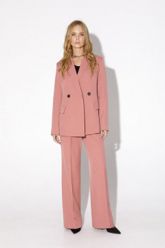 Деловой трикотажный комплект из жакета, майки и брюк PiRS 4818 розовый - фото 2