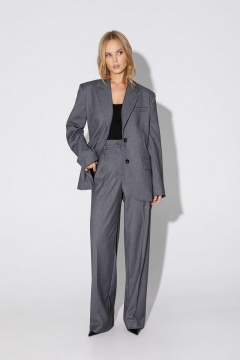 Деловой костюм двойка из жакета и брюк палаццо PiRS 4819 серый - фото 1