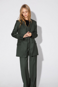 Костюм тройка из жакета, жилета и брюк со стрелками PiRS 4823 хаки - фото 2