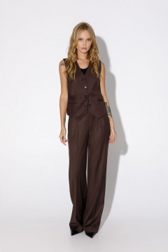 Деловой костюм-тройка жакет, жилет и брюки из вискозы PiRS 4823 шоколадный - фото 3