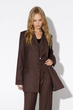 Жакет трапециевидный с высокими шлицами и талевыми вытачками PiRS 4824 шоколадный - фото 4