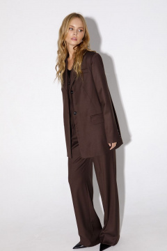 Жакет трапециевидный с высокими шлицами и талевыми вытачками PiRS 4824 шоколадный - фото 1