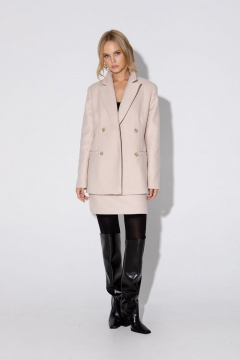 Деловой костюм из жакета и юбки из утепленного текстиля PiRS 4843 бежевый - фото 2