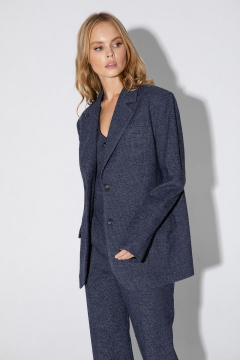 Деловой костюм 2-ка из текстиля с пиджаком и брюками на подкладке PiRS 4868 синий - фото 3