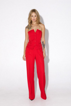 Костюм-тройка из оверсайз жакета, топа и брюк со стрелками PiRS 5026 - фото 5