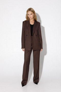 Костюм-тройка жакет жилет палаццо деловой стиль PiRS 5031 шоколадный - фото 3