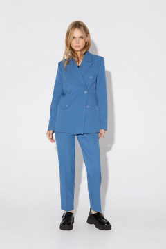 Классический костюм-двойка двубортный жакет и укороченные брюки PiRS 5048 голубой - фото 2