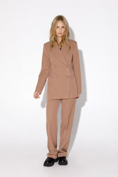 Костюм двойка: двубортный оверсайз жакет и прямые брюки PiRS 4927 бежевый - фото 5