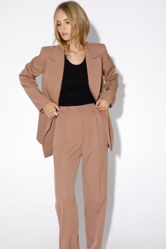 Костюм двойка: двубортный оверсайз жакет и прямые брюки PiRS 4927 бежевый - фото 2