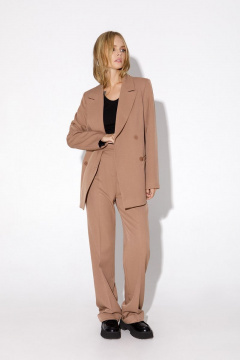 Костюм двойка: двубортный оверсайз жакет и прямые брюки PiRS 4927 бежевый - фото 1