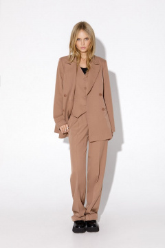 Костюм тройка: оверсайз жакет, жилет и прямые брюки PiRS 4928 бежевый - фото 1