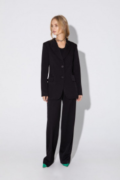 Костюм дво́йка из жакета с шлицами и широких брюк из шерсти PiRS 4961 черный - фото 1