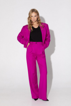 Демисезонный костюм-двойка из укороченного жакета и палаццо PiRS 4982 фуксия - фото 5
