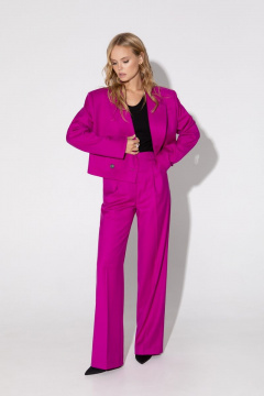 Демисезонный костюм-двойка из укороченного жакета и палаццо PiRS 4982 фуксия - фото 1