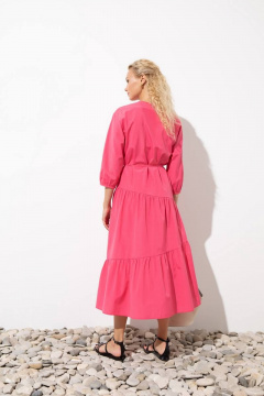 Длинное розовое платье с воланами и V-образным вырезом Femme & Devur 80190 1.14F(170) - фото 2