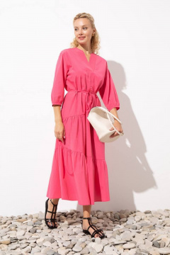 Длинное розовое платье с воланами и V-образным вырезом Femme & Devur 80190 1.14F(170) - фото 1