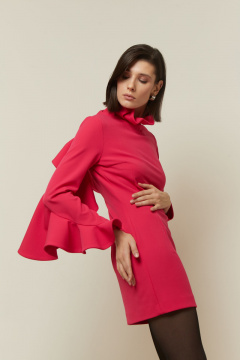 Платье нарядное текстильное с вырезом капля и пике Elema 5К-07-164 фуксия - фото 3