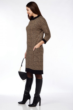 Платье-туника приталенное с карманами из трикотажа Michel chic 2144 бежевый - фото 5