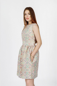 Платье молодежное приталенное из текстиля с карманами S. Veles 3-69А23 - фото 2