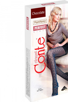 Теплые ажурные хлопковые колготки, 3D эффект, демисезон CONTE Perfect_Chocolate - фото 1