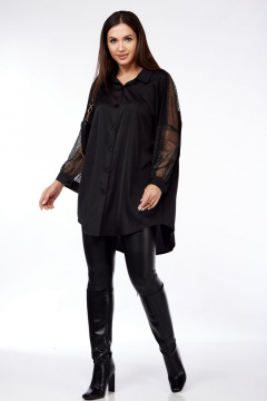 Оригинальная нарядная блуза из атлас-шифона и сетки Michel chic 779 черный - фото 5