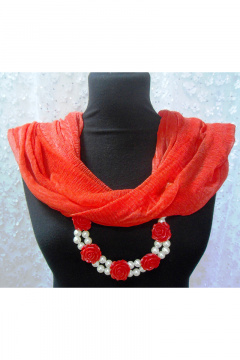 Короткий шарф из текстиля красного цвета OLANTIZ S3-12 - фото 1