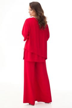 Элегантный комплект блуза из ткани с принтом и брюки с запахом Магия моды 2336 красный - фото 2