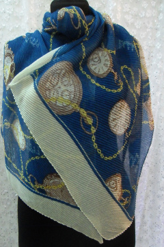 Демисезонный гофрированный шарф из вискозы мультиколор синий OLANTIZ S2-9 - фото 1