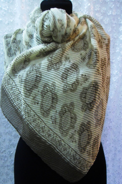 Демисезонный гофрированный шарф из вискозы бежевый мультиколор OLANTIZ S2-8 - фото 1