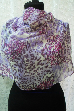 Длинный демисезонный шарф мультиколор с фиолетовым оттенком OLANTIZ S2-1 - фото 1