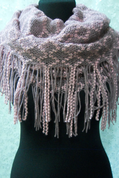 Круглогодичный вязаный шарф из хлопка розовый серый OLANTIZ S1-3 - фото 1