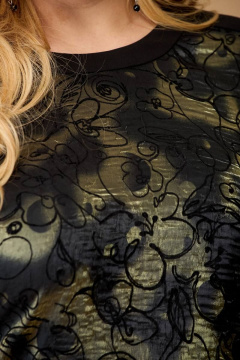 Мультиколорное платье из текстиля с вышивкой и молнией Линия Л Б-1975 зеленый/черный - фото 2