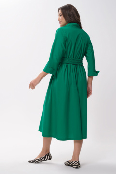 Платье А-силуэта из хлопка с поясом и укороченным рукавом Панда 141880w зеленый - фото 2