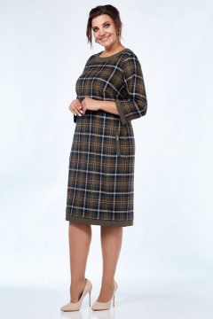 Платье деловое прямого силуэта с карманами и молнией Lady Style Classic 1427/21 зеленые_тона - фото 2