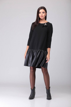 Платье с притачным воланом из крепа и тафты TAiER 926-1 - фото 1