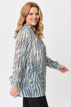 Свободная блуза из струящегося шифона с воротником-стойкой Michel chic 760/1 олива - фото 5