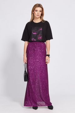 Юбка в пол с пайетками и средним шлицом EOLA 2519 фуксия - фото 3