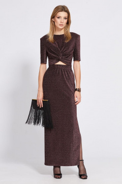 Трикотажный комплект блузки и юбки с люрексом EOLA 2528 медь - фото 3